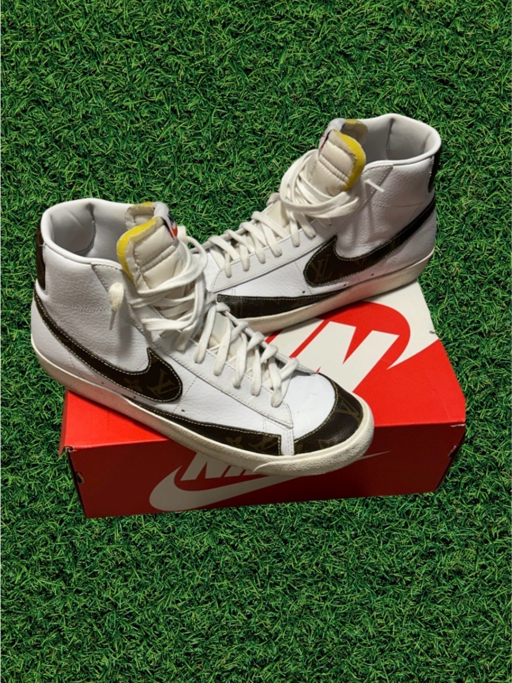 Custom Nike Blazer Mid 'White with Brown Monogram Swoosh'